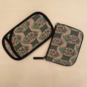 VERA BRADLEY Change Purse & Double Eyeglass in Quilted Gray Paisley